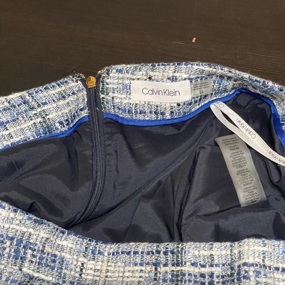 Calvin‎ Klein Tweed Skirt NWT | Women’s Size 14 | Blue White Bouclé - Picture 8 of 8
